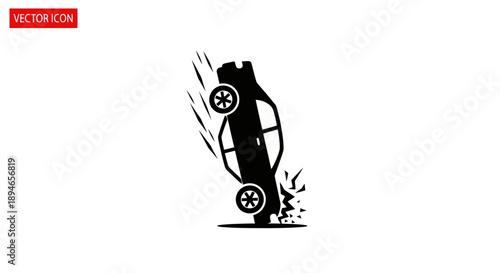 Car accident icon depicting a vehicle flipping over.