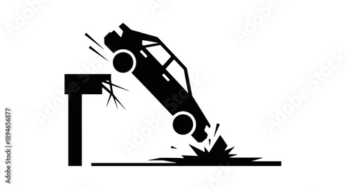 Car crash accident symbol silhouette on white background.