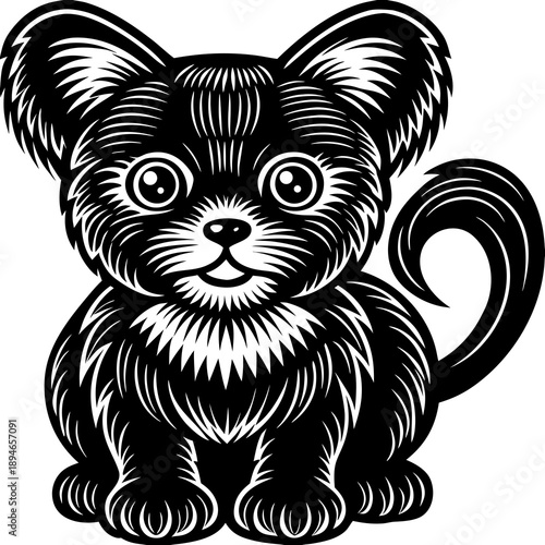 Cute black and white kitten