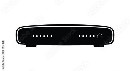 A stark black silhouette of a modern television set with indicator lights a simple design silhouette high quality