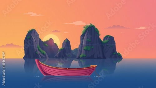 Serene sunset over calm waters