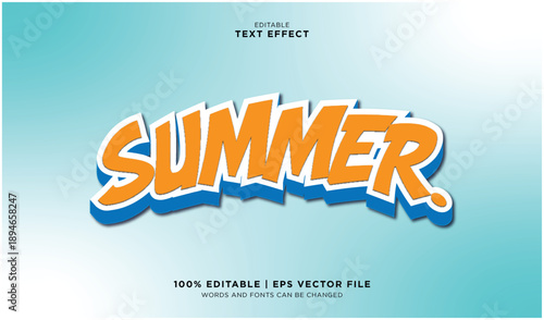 Editable vector text effect for summer typhograpy design with editable elements