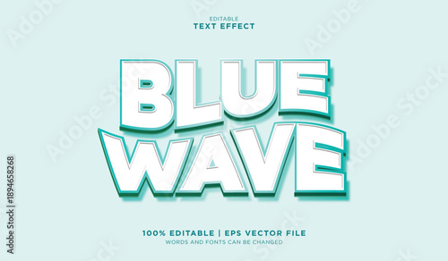 Editable Blue Wave Vector Text Effect with Typography for Design