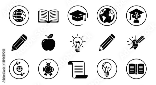 Collection of Education and Learning Icons.