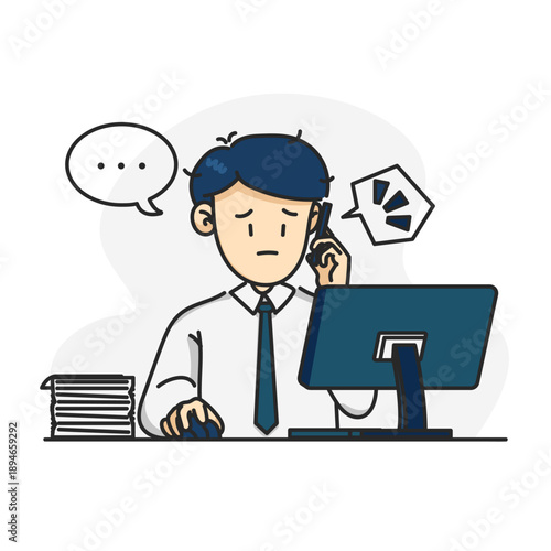 Employee Under Pressure Receiving Angry Call from Manager. Overwhelmed Businessman with Deadline and Complaint