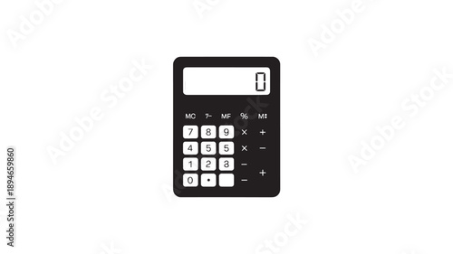 Simple Calculator in Minimalist Design with Monochromatic Color Scheme on White Background for Finance and Education