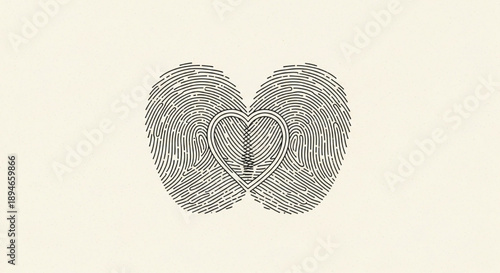 Unique fingerprint heart line art design