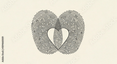Unique fingerprint heart line art design