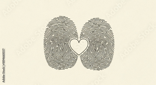 Unique fingerprint heart line art design