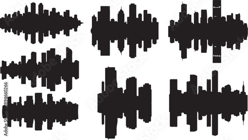Sound wave patterns on a white background illustration set