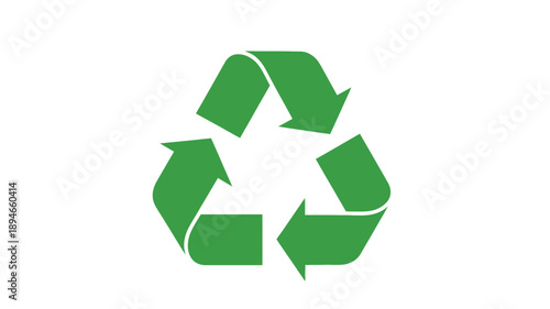 Green recycling symbol on a white background representing environmental awareness