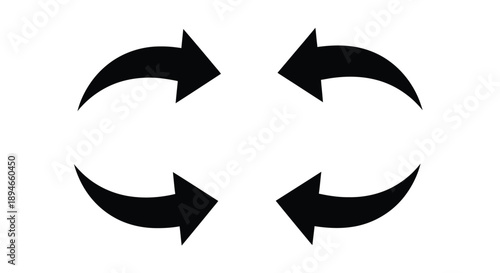 Four black arrows forming a circular rotational symbol on a white background