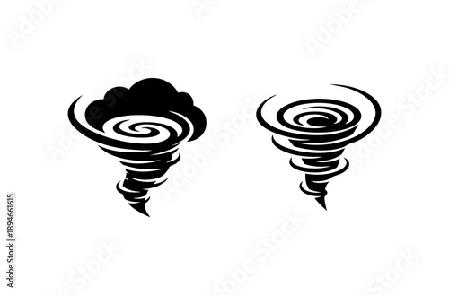 black tornado icon isolated on a white background