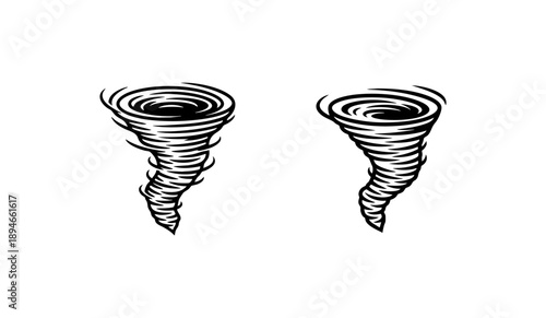 Black and White Twister Weather Symbol Illustration