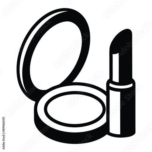 Makeup set with brushes and powder isolated on white background