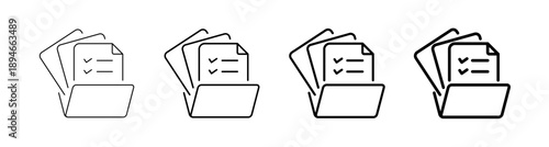 Business Report with Document Folder and Data Archive Icon set. Vector Illustration