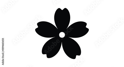 A minimalist depiction of a five petal flower in stark contrast presented as a dark silhouette high quality professional