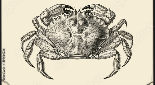 Detailed sea crab marine life nature sketch