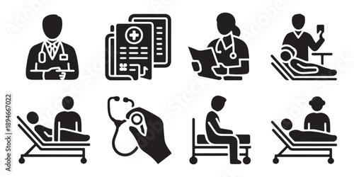 Medical care icons set illustration isolated on white background for web design
