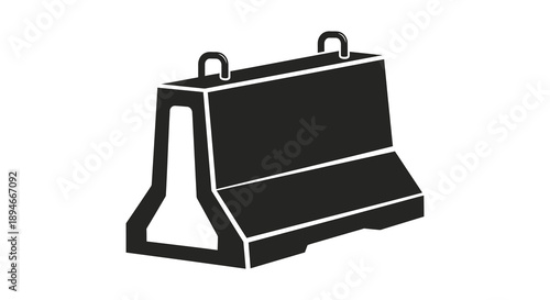 A stark black silhouette of a concrete barrier commonly used for traffic or crowd control silhouette high quality