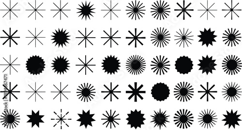 Collection of various starburst and explosive graphic symbols