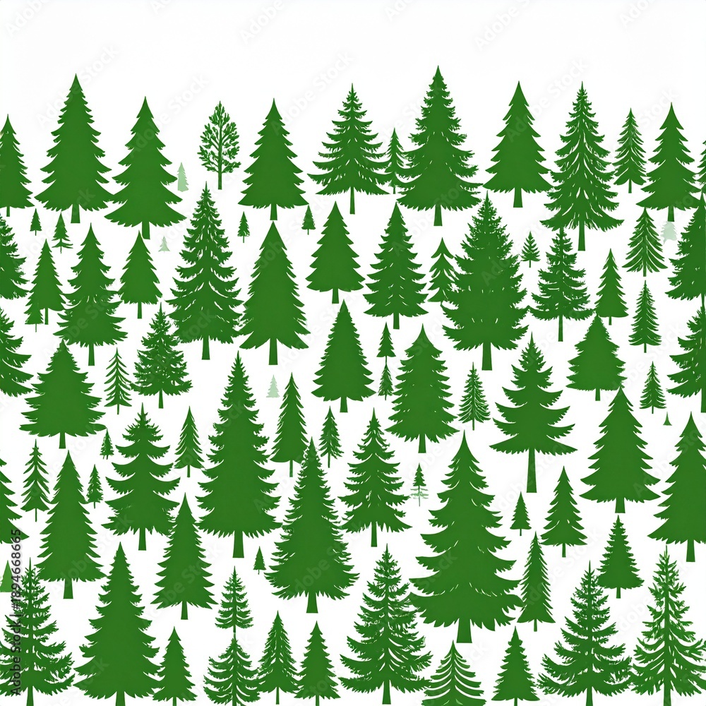 Obraz premium Seamless Pattern of Green Pine Trees, Forest Background, Nature Elements