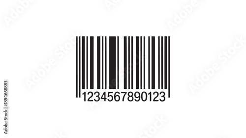 Barcode with numbers in black and white on plain background for product labeling