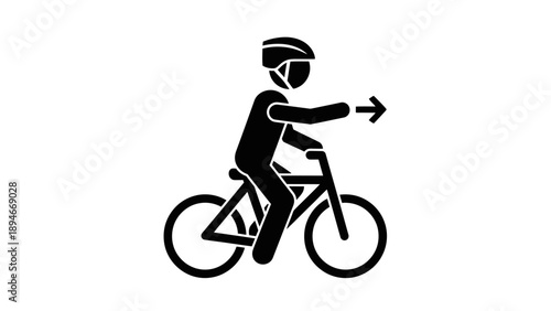 Cyclist Icon with Arrow Indicating Direction.