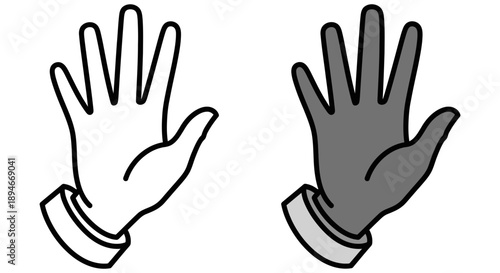 Illustration of hands with palms facing forward in a gesture of greeting or signaling from a straightforward viewpoint
