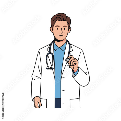 Young Male Doctor Holding Stethoscope Healthcare Professional