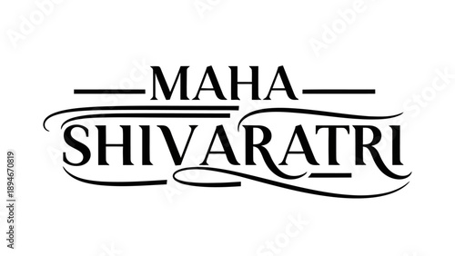 Elegant Maha Shivaratri Hindu festival typography design in black and white