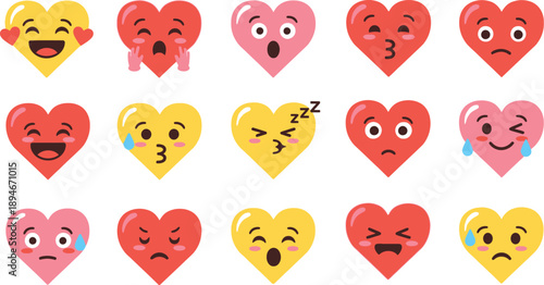Collection of Heart Emojis Expressing Diverse Emotions and Feelings