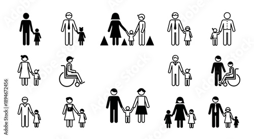 Diverse Family Icons Representing Different Generations and Abilities.