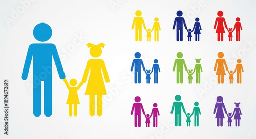 Diverse Family Silhouettes Representing Unity and Connection.