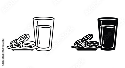 Glass of Water and Coffee Illustration