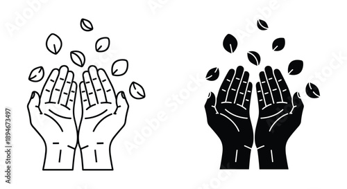 Coffee Beans Falling into Hands Illustration