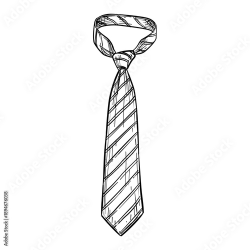 stripe necktie vector hand drawn illustration
