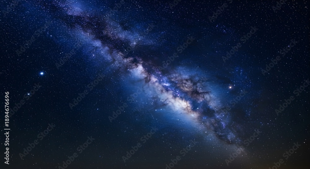 Fototapeta premium Stunning Milky Way galaxy stretching across the dark night sky, filled with countless stars and nebulae in a breathtaking cosmic panorama