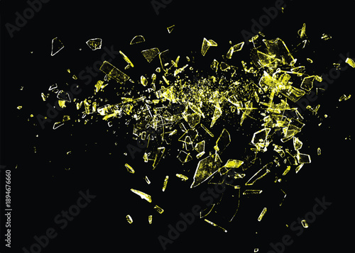 Broken glass on the black background. Isolated realistic cracked glass effect	