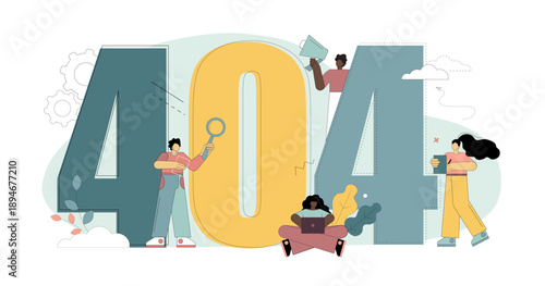 Error 404. There was a typo in the address bar. The resource has been removed from the site. Flat illustration.eps