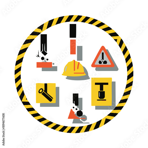 Warning signs for construction and falling object dangers