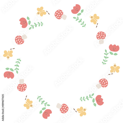 お花と蝶の子供向けやさしいリース｜Cute Floral Wreath with Butterfly