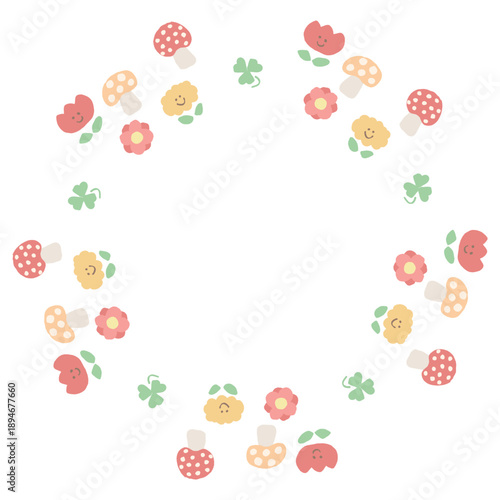 お花と蝶の子供向けやさしいリース｜Cute Floral Wreath with Butterfly