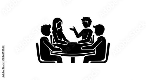 Diverse group of people collaborating around a round table.