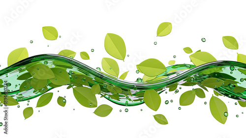 Green Leaves and Flowing Liquid