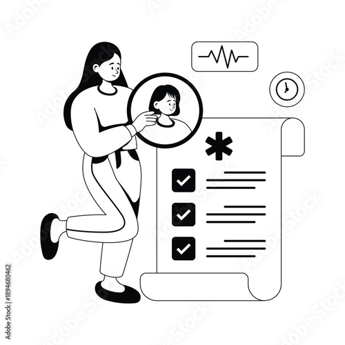 Illustration of patient consulting doctor online through mobile telemedicine app.