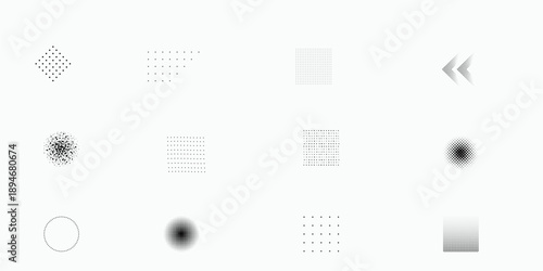 Vintage Halftone Dot Patterns Set and Retro Pop Art Stipple Background Elements
