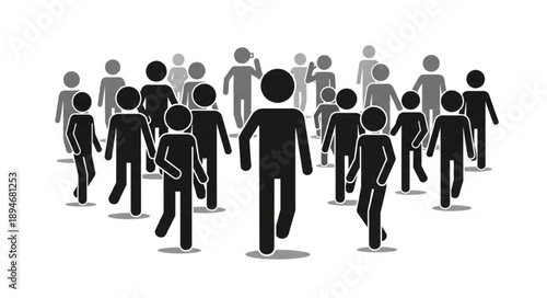 Diverse group of people walking together in a crowd.