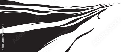 Abstract black and white swirling wave design element graphic