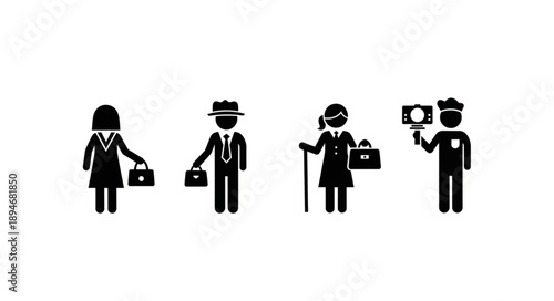 Diverse Group of People Representing Different Professions and Ages.